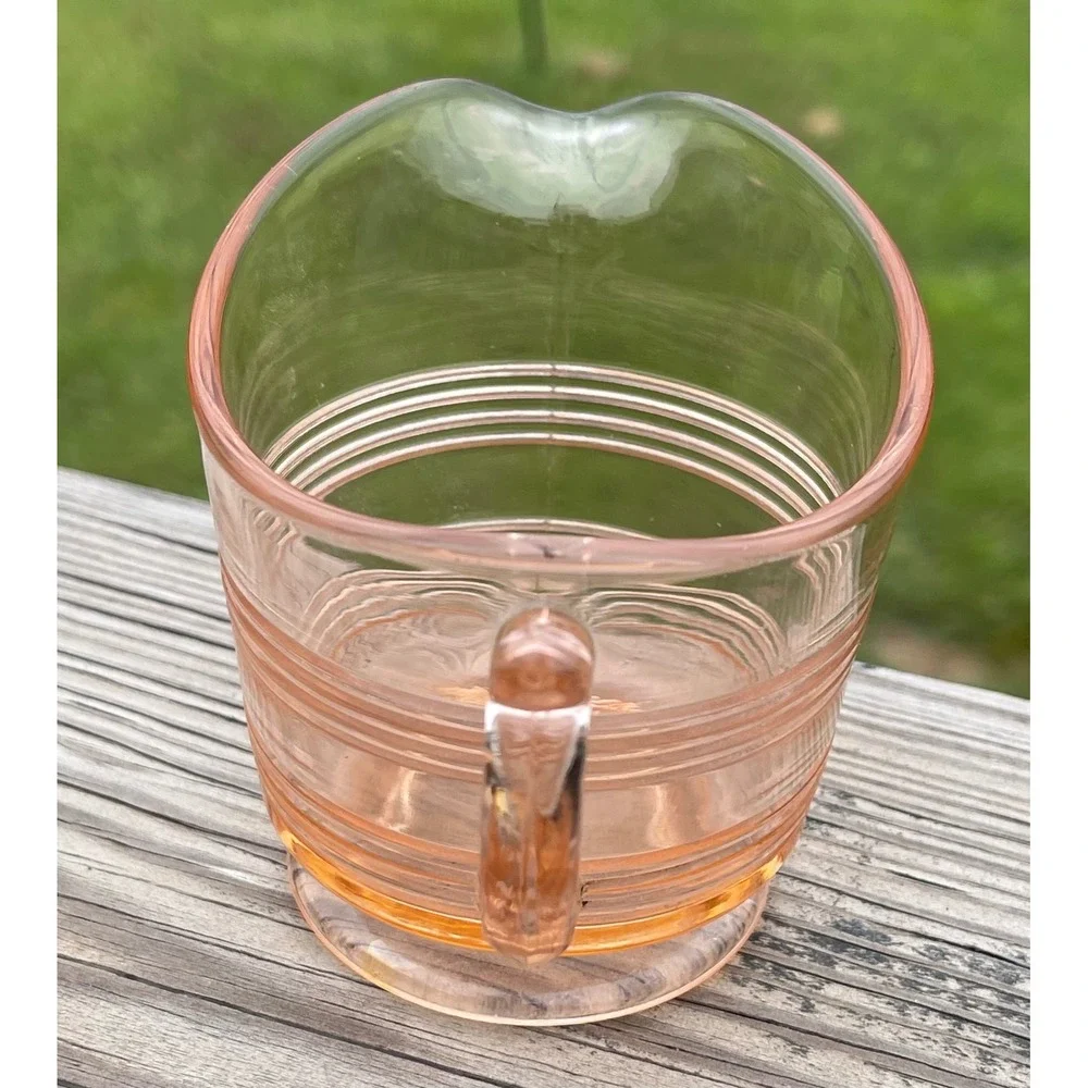 Pink Depression Glass Creamer Banded 1920s-1930s Vintage Collectible 4.5